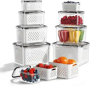 8 Pack Fruit Storage Containers for Fridge with Removable Colander