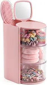 Hair Accessories Organizer, Bow Organizer for Girls with Hair Brush Holder and 3-Layer Swing-Out Tie Storage