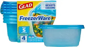 Glad GladWare FreezerWare Food Storage Containers, 24 Oz, 4 Count