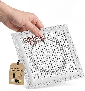 Square Shower Drain Hair Catcher, Efficient Drainage, Gray, 6 inch