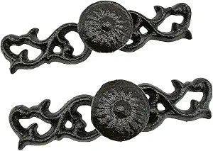 2 Pack Cast Iron Drawer Pulls, 5.3'' Long Vintage Cabinet Knobs Black