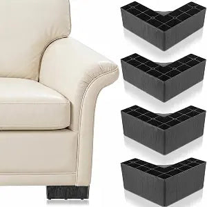Couch Legs Replacement 4 Pack 2 Inch L-Shaped Furniture Risers