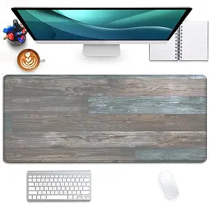 Vintage Wood Grain Pattern Desk Pad Mouse Pad,Large Gaming Mouse Mat with Stitched Edges,Non-Slip Rubber Base Mousepad for Office Computer Keyboard Laptop Home(27.5X11.8 in)