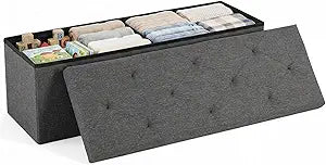 DUMOS 43 Inch Folding Storage Ottoman Bench, Large Ottoman with Storage