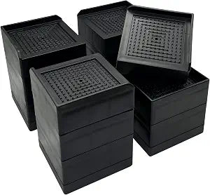 Bed Risers, Furniture Risers 4 inch, Heavy Duty Raise Blocks for Bed Couch Desk Sofa Table, 2/3/4 inch Adjustable Lifters Support up to 1300 Lbs (Black, 4 Pack Set)