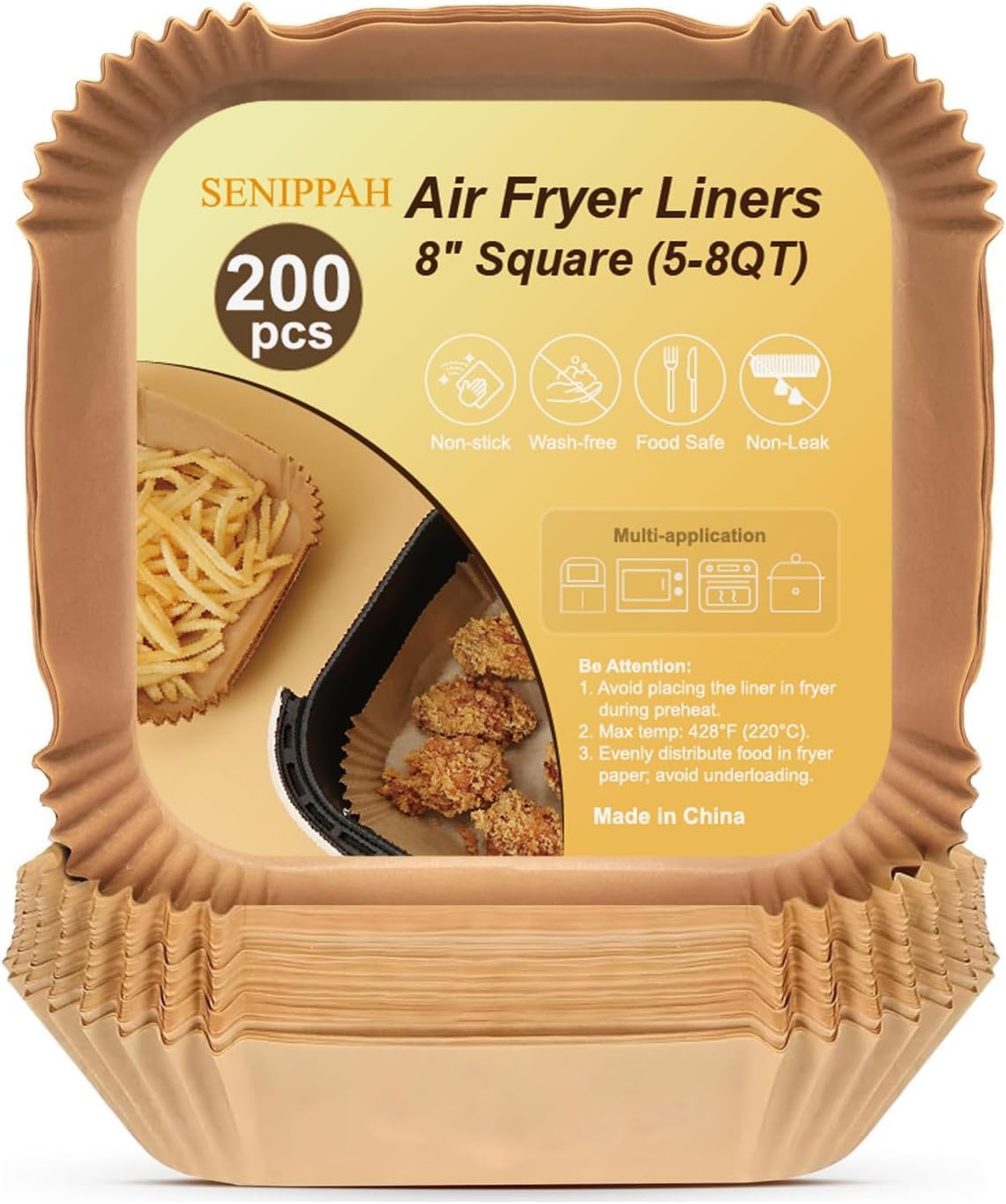 200 Sheets Disposable Air Fryer Liners 8-Inches Parchment Paper