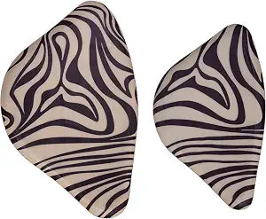 Bloomingville 2-Piece Enameled Metal Organic Shaped Trays, Striped Design and Gold Edge, Cream and Plum