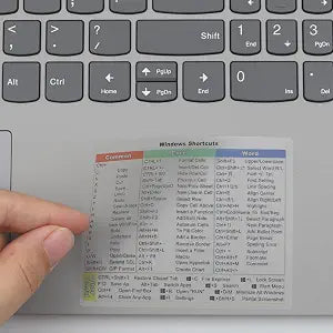 2 PCS/Pack Shortcut Sticker for Microsoft Windows + Word/Excel (for Windows 11/10) Quick Reference Guide PC Laptop Keyboard Shortcut Stickers, No-Residue Vinyl (Clear)