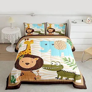 Feelyou Cute Animal Nursery Bedding Set Soft for Boys Girls Twin