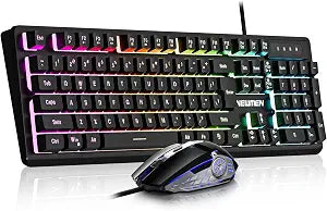 Newmen GM104 Wired Gaming Keyboard and Mouse Combo,Mechanical Feel Keyboard