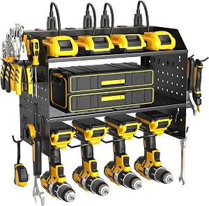 Power Tool Organizer Wall Mount 3 Layer Charging Station with 6 Outlets