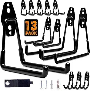 13 Pack Heavy Duty Garage Hooks, Wall Mounted Tool Hangers