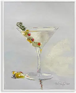 Olive Martini Glass Cocktail Bar, 16 x 20 Inch Framed Gicle Print