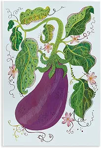 Whimsical Eggplant Floral, 10 x 15 Inch Mounted Print on Wall Plaque