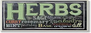 Herbs Chalkboard Kitchen, 7 x 17 Inch Mounted Print on Wall Plaque