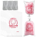 500PCS Cotton Candy Bags with Ties, Cotton Candy Bags Bulk, 18.4'' x 11.7'' Clear Plastic Bags for Cotton Candy, Custom Printed Candy Supplies for Party, Carnival, Wedding, Retail