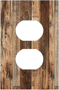 Decorative Outlet Covers Vintage Brown Barn Door Wood Plank 1 Gang Duplex Light Switch Cover Plate Unique Wall Plates for Electrical Outlets Switch Plate Covers for Farmhouse Home Decor