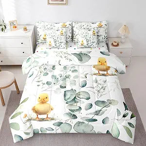 Erosebridal Duck Comforter Set, Eucalyptus Farm Animal, Twin 7 Pieces