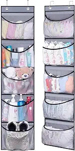 KEETDY Hanging Shelves Over the Door Organizer Storage for Closet with 5 Pockets Organizer for Bedroom Bathroom, 2 PackGrey