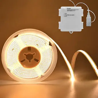 Battery Powered COB LED Strip Lights 6.6Ft 640 LED Dimmable Light Strip