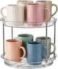 Rotating Coffee Mug Holder, 9" 2-Tier Coffee Cup Organizer for Cabinet