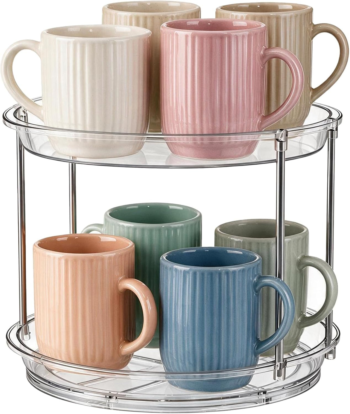Rotating Coffee Mug Holder, 9" 2-Tier Coffee Cup Organizer for Cabinet