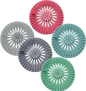 Inmorven Bathroom Sink Drain Strainers - 5 Pack Silicone Hair Catcher, Flexible Reusable Drain Protector for Shower, Bathtub & Sink