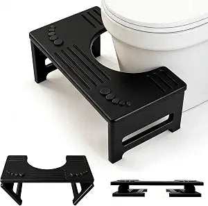 Black Foldable Toilet Stool for Adults & Kids  Premium Style Foot Stool for Toilet, Luxury Bathroom Stool, Ergonomic & Space Saving Constipation Relief