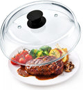 10 inch Glass Microwave Splatter Cover for Food, Plate Splatter Guard Lid, Microwave Food Cover with Vent Hole, BPA Free, Food Grade, No Plastic, Easy Grip Silicone Handle Knob, Dishwasher Safe