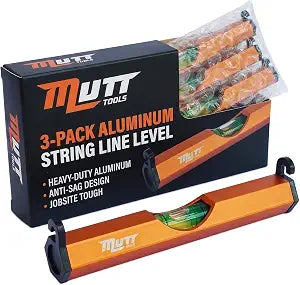 Mutt Tools 3 Inch Aluminum String Line Level for Construction