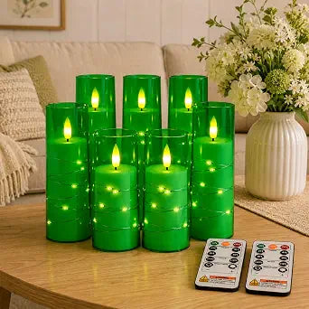 Raycare 7 Pack Flameless Battery Operated Pillar Candles with Remote Timer