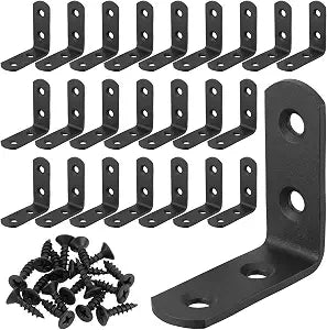 24Pcs L Brackets Black Small L Bracket Corner Brackets for Wood 2X2INCH