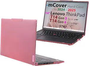 mCover Hard Case ONLY Compatible for 2024-2025 14" Lenovo ThinkPad T14 Gen 5/6 and ThinkPad P14s Gen 5/6 (AMD) Windows Notebook PC (with 180 Hinge, NOT Fitting Any Other Lenovo Models)- Pink