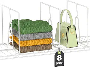 SortNStore Wire Shelf Dividers for Closet: Tall 10.6in x Deep 12in, 8 Pack