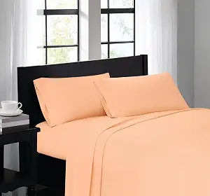 TRULY SOFT Everyday Sheet Set Peach Polyester 4-Piece King Sheet Set, Solid Color Themed, Adult Bedding, Oeko-TEX Certified