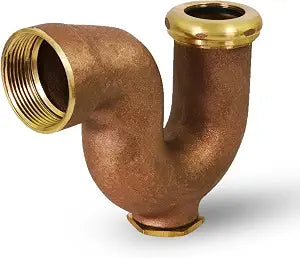 Highcraft Brass Trap NY Regular Trap 1-1/2" x 1/-1/4" Basin Sink Waste Trap with Cleanout, Sink Trap for Bathroom Sink, Kitchen Sink, Utility Sink Tubular Drain Applications, Brass Drain Trap w/Nut