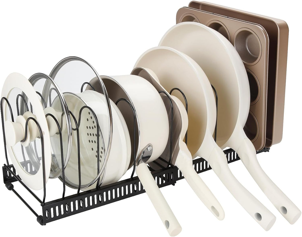 Fyvva Pots and Pans Organizer under Cabinet Expandable 14 Dividers Black