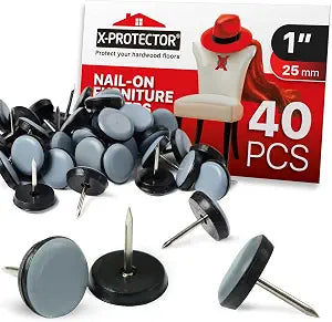 Chair Glides X-PROTECTOR  1" Furniture Glides 40 pc  Grey Nail-on Sliders