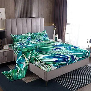 Feelyou Leaves Palm Leaf Bed Sheets Twin Size Children Deep Pocket