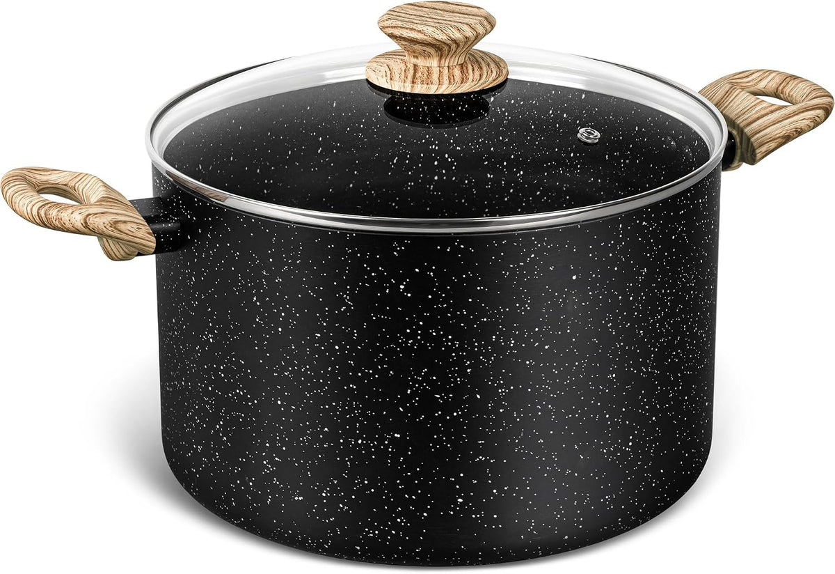 MICHELANGELO 8 Quart Stock Pot with Lid, Nonstick Cooking Pots, 8 Qt Soup Pot with Lid, Large Induction Pots for Cooking, Stockpot with Healthy Coating
