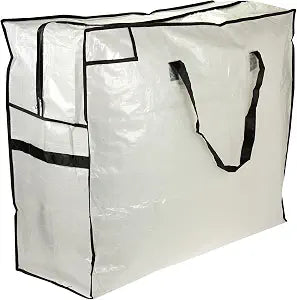 Household Essentials 2622 MightyStor Large Storage Bag with Handles | Clothing and Linen Storage Bag | White Tarp with Black Trim