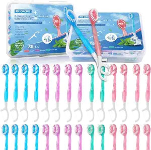 70Pack 5-In-1 Mini Disposable Toothbrushes with Toothpaste, No Rinsing
