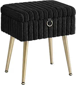 SONGMICS Vanity Stool Chair with Storage, Metal Legs, Max. Load 440 lb