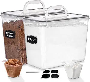 Extra Large Flour Sugar Storage Containers Set  11L | 372oz Airtight Flour Container with Easy Carry Handle, BPA-Free, Flour and Sugar Containers, Pantry Kitchen Canisters, Fits 14 lbs Flour