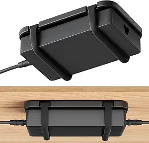 Upgraded Laptop Charger Holder,Adjustable Silicone Strap Power Brick Organizer With Heat Dissipation,Under Desk Cable Management Mount For Most Power Adapters,Chargers, Included Screws & Adhesive