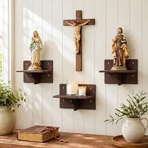 Junkin 3 Pcs Wall Shrine for Christian Figurines Floating Altar Shelf