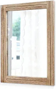 AAZZKANG Rustic Mirror for Wall with Rectangle Wood Framed Decorative Hanging Mirrorrs Large 20"x16"for Bedroom Bathroom Living Room Dressing Room