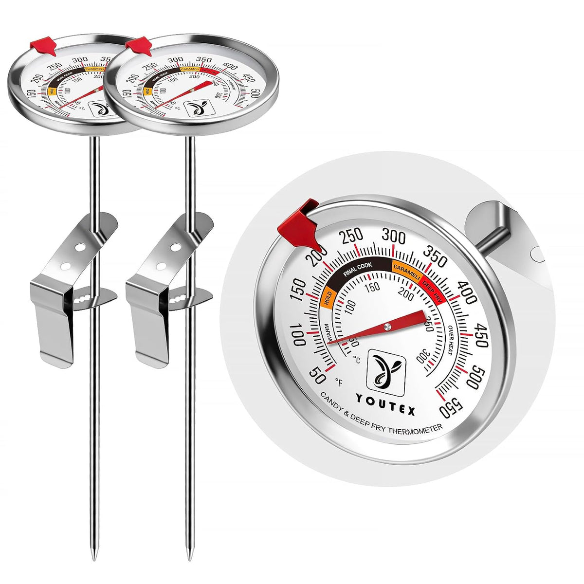 Candy Thermometer with Pot Clip - Oil Thermometer for Frying