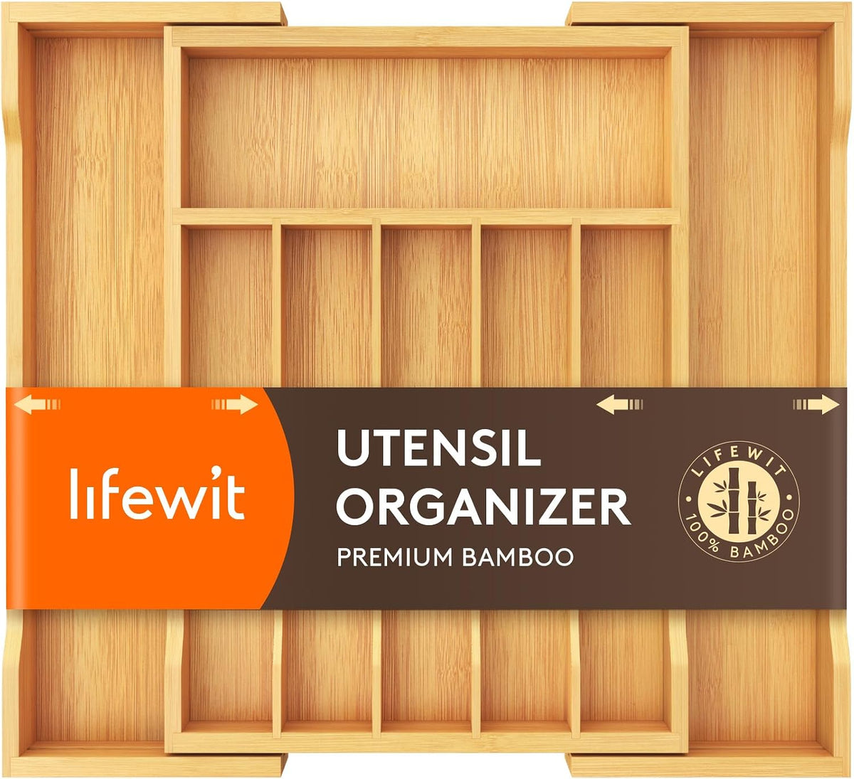 Lifewit Silverware Drawer Organizer, Wooden Utensil Tray for Kitchen