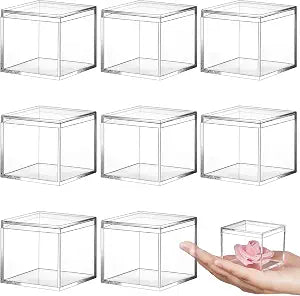 Blulu 8 Pcs Clear Acrylic Box with Lid, 2.2 x 2.2 x 1.8 Inch, Classic Style